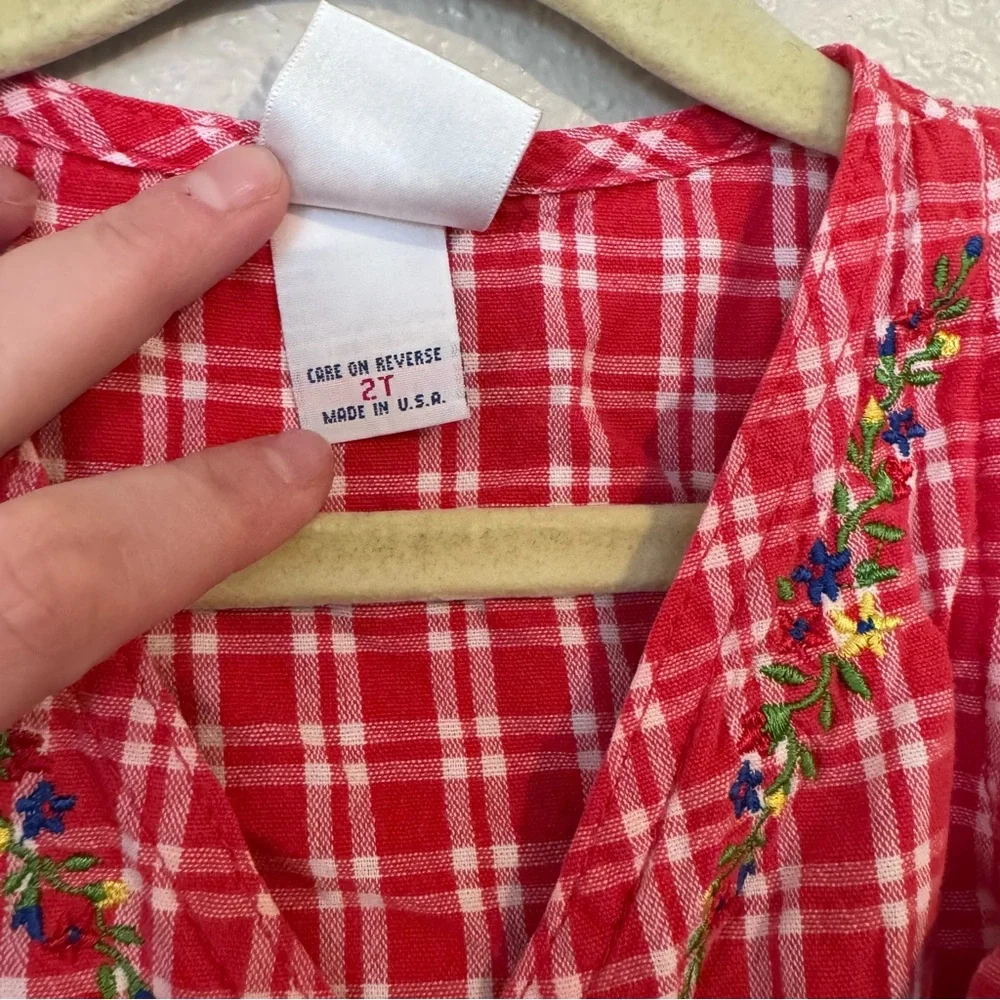 OshKosh‎ B'Gosh Vintage Red Gingham Wrap Dress - Picture 5 of 7